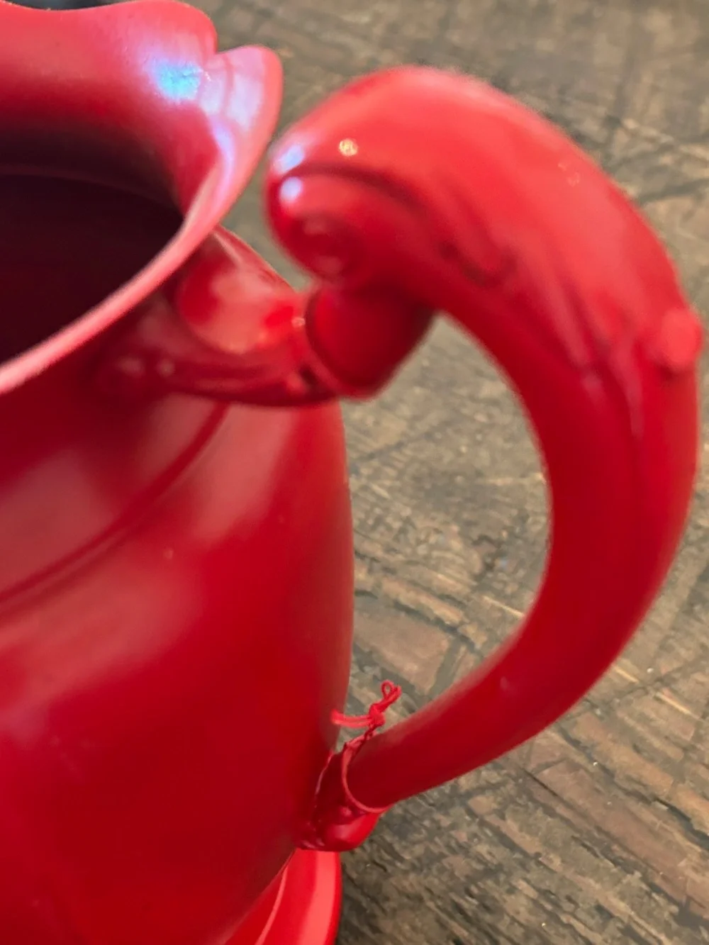 Vintage Cute Red Metal Pitcher